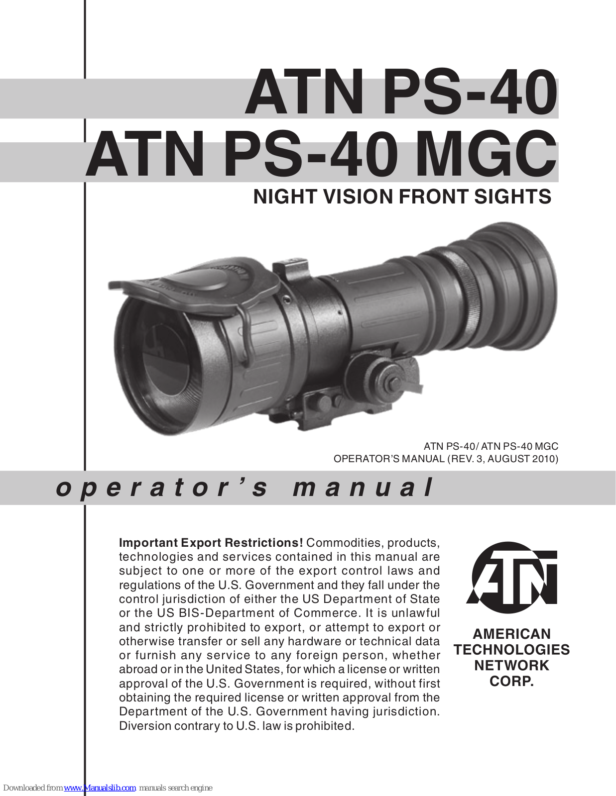 ATN PS-40, PS40 MGC Operator's Manual