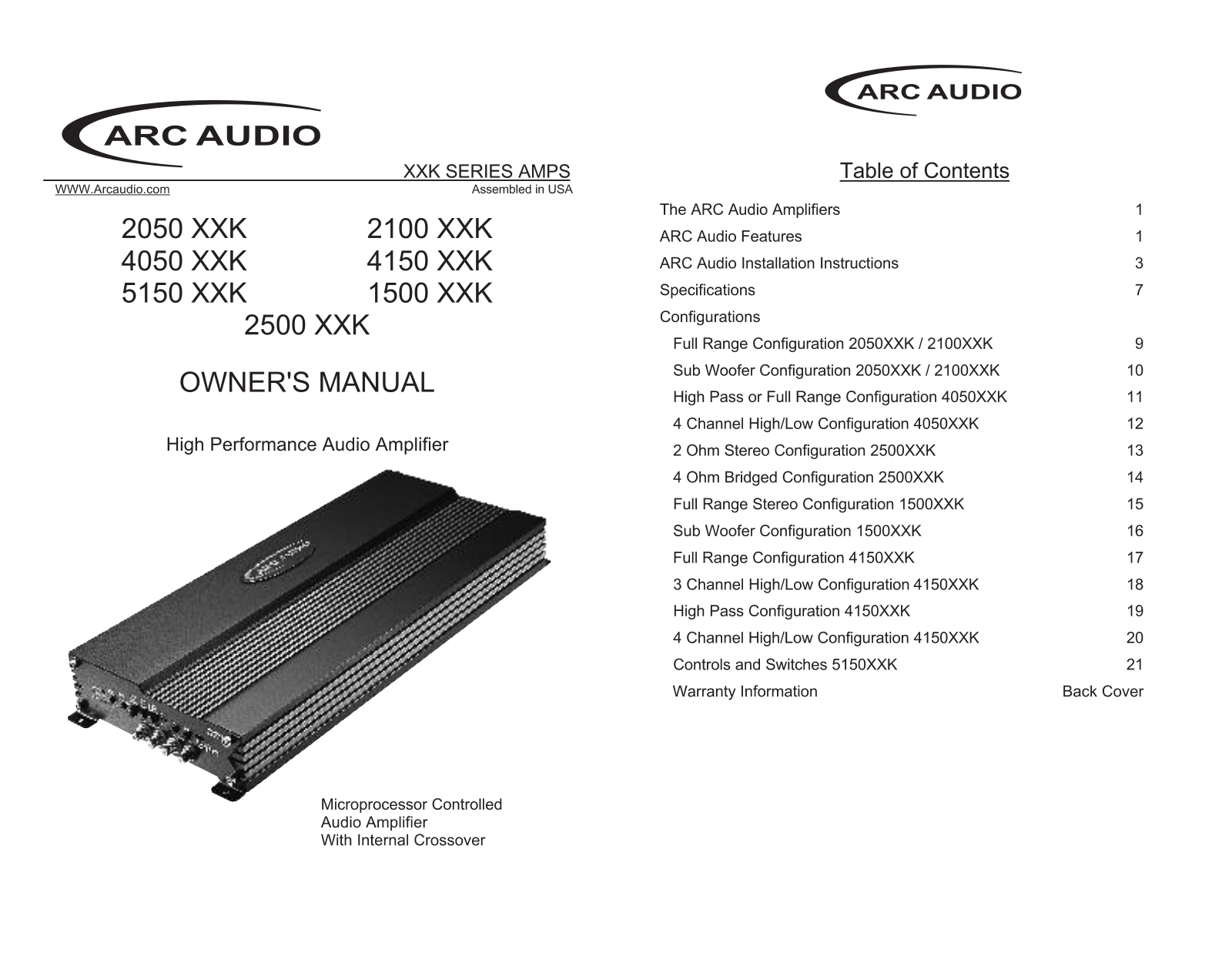 ARC Audio 2050 XXK User Manual