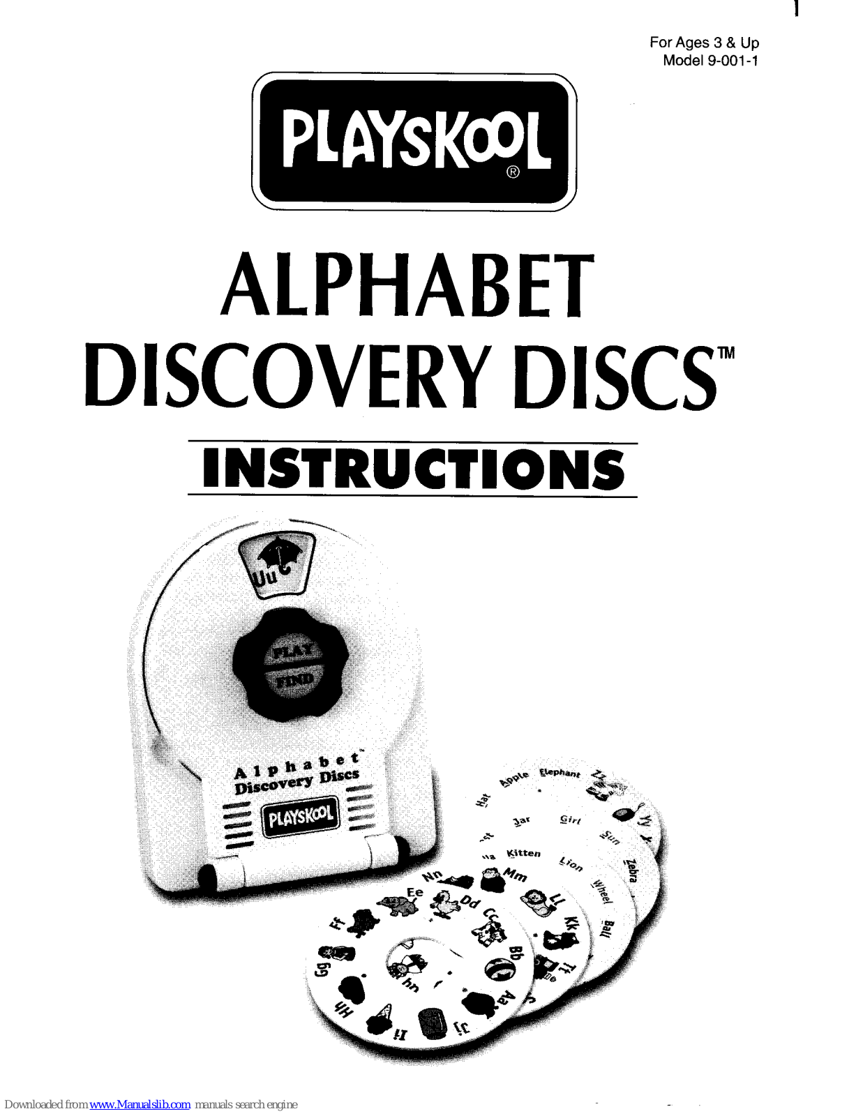 Playskool 9-001-1, Alphabet Discovery Discs 9-001-1 Instructions Manual