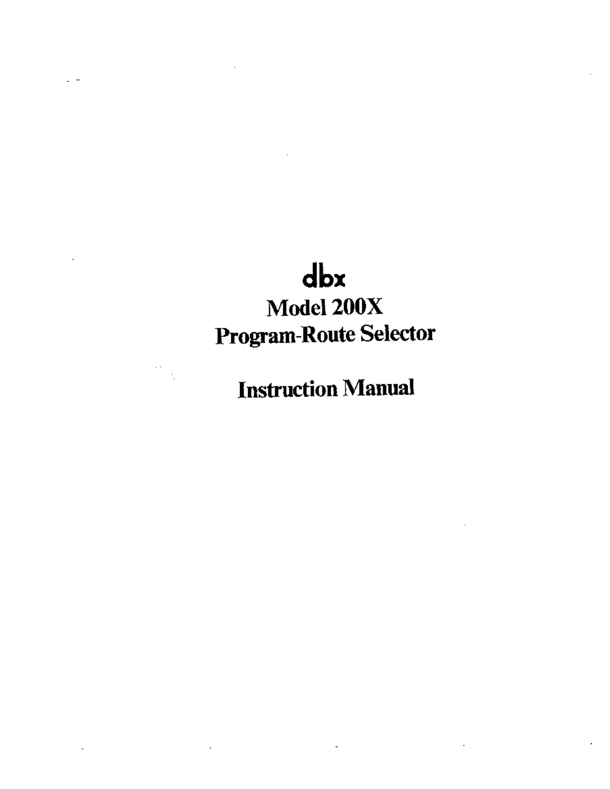 dbx 200-X Owners manual