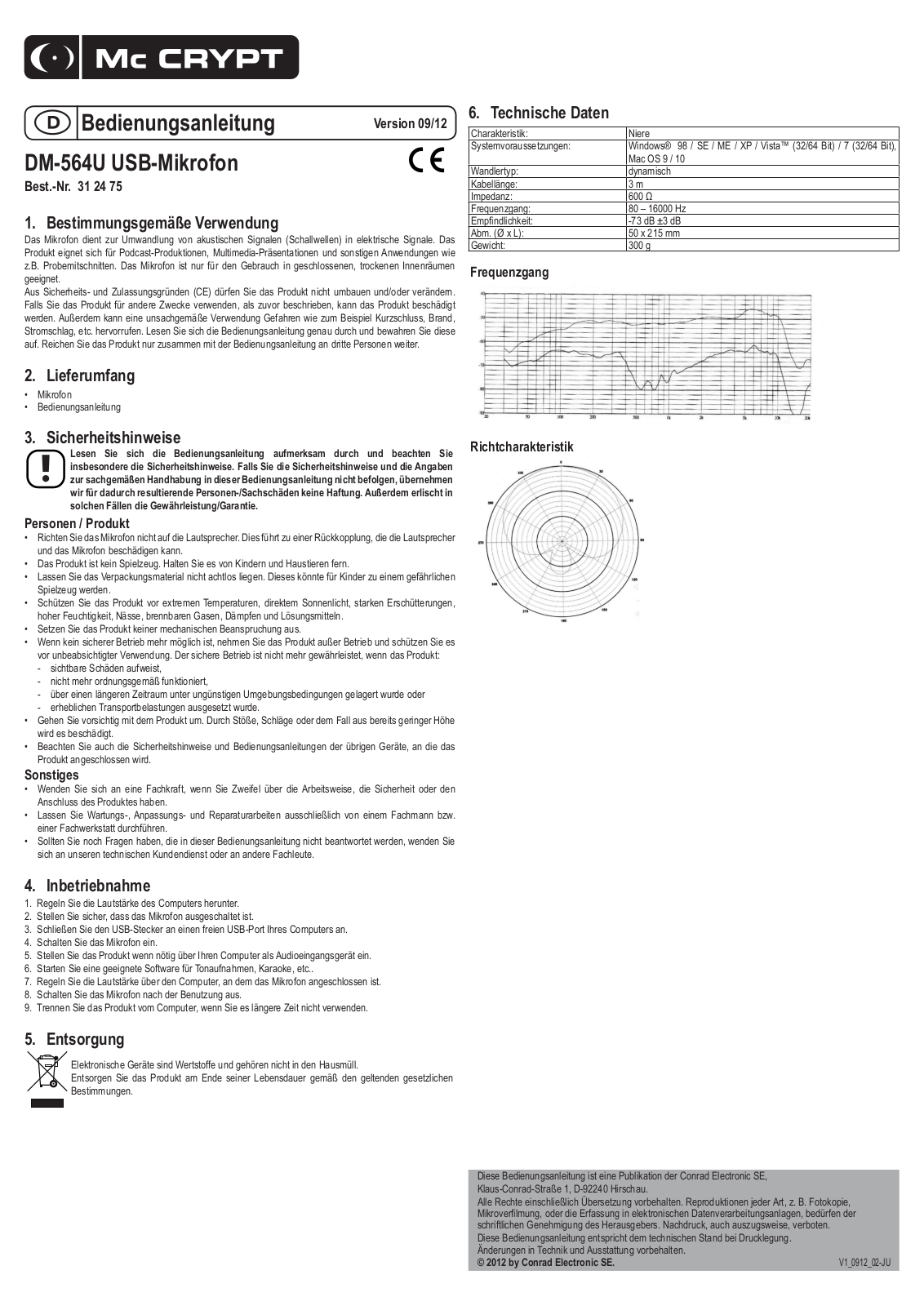 Mc Crypt DM-564U Operation Manual