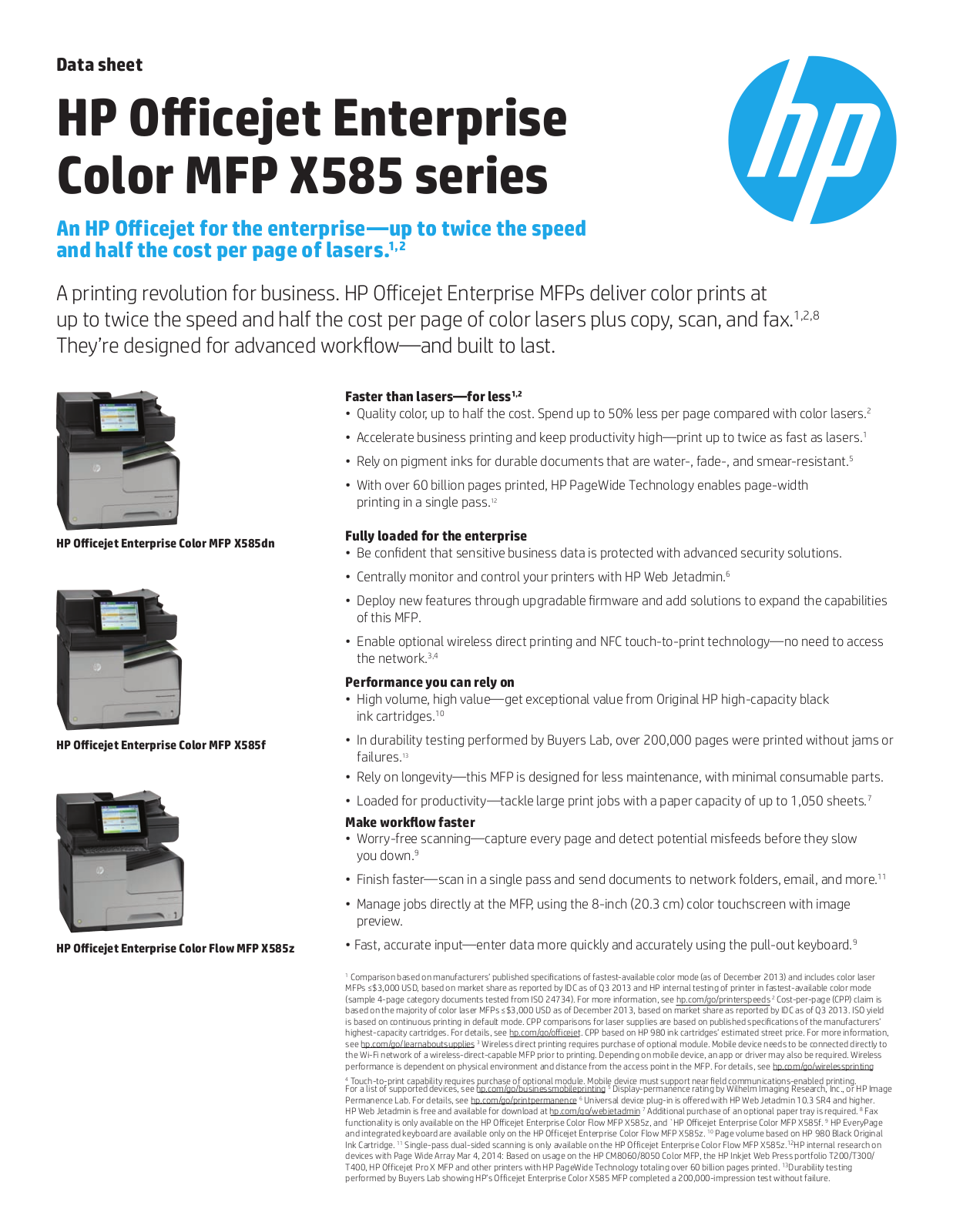 HP x585 Datasheet