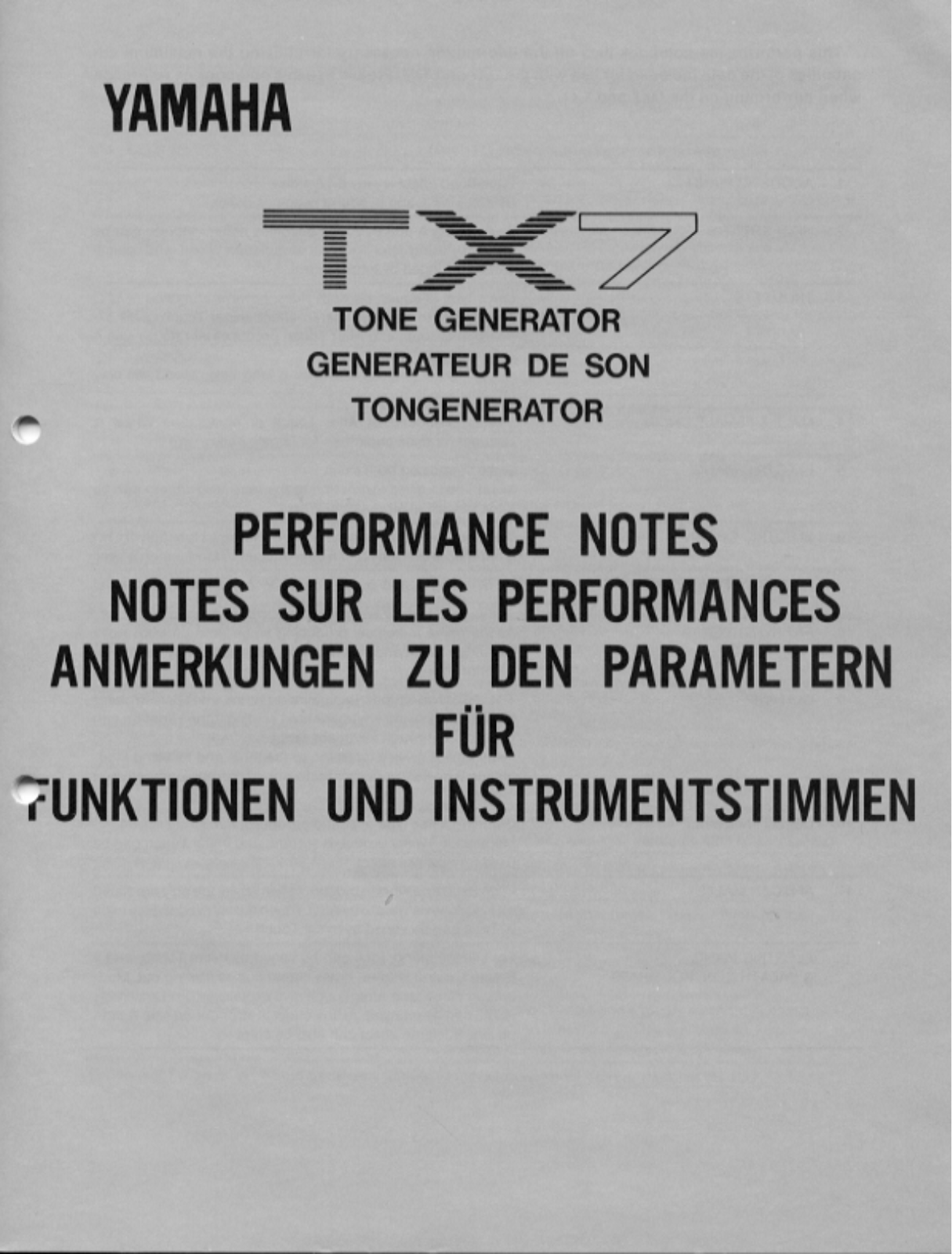 Yamaha TX7, TX7E2 User Manual