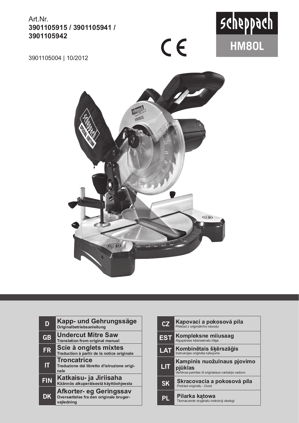 Scheppach HM 80 L Operating Instructions