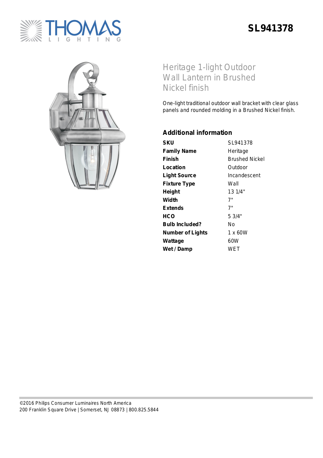 Thomas Lighting SL941378 User Manual - ManualMachine.com