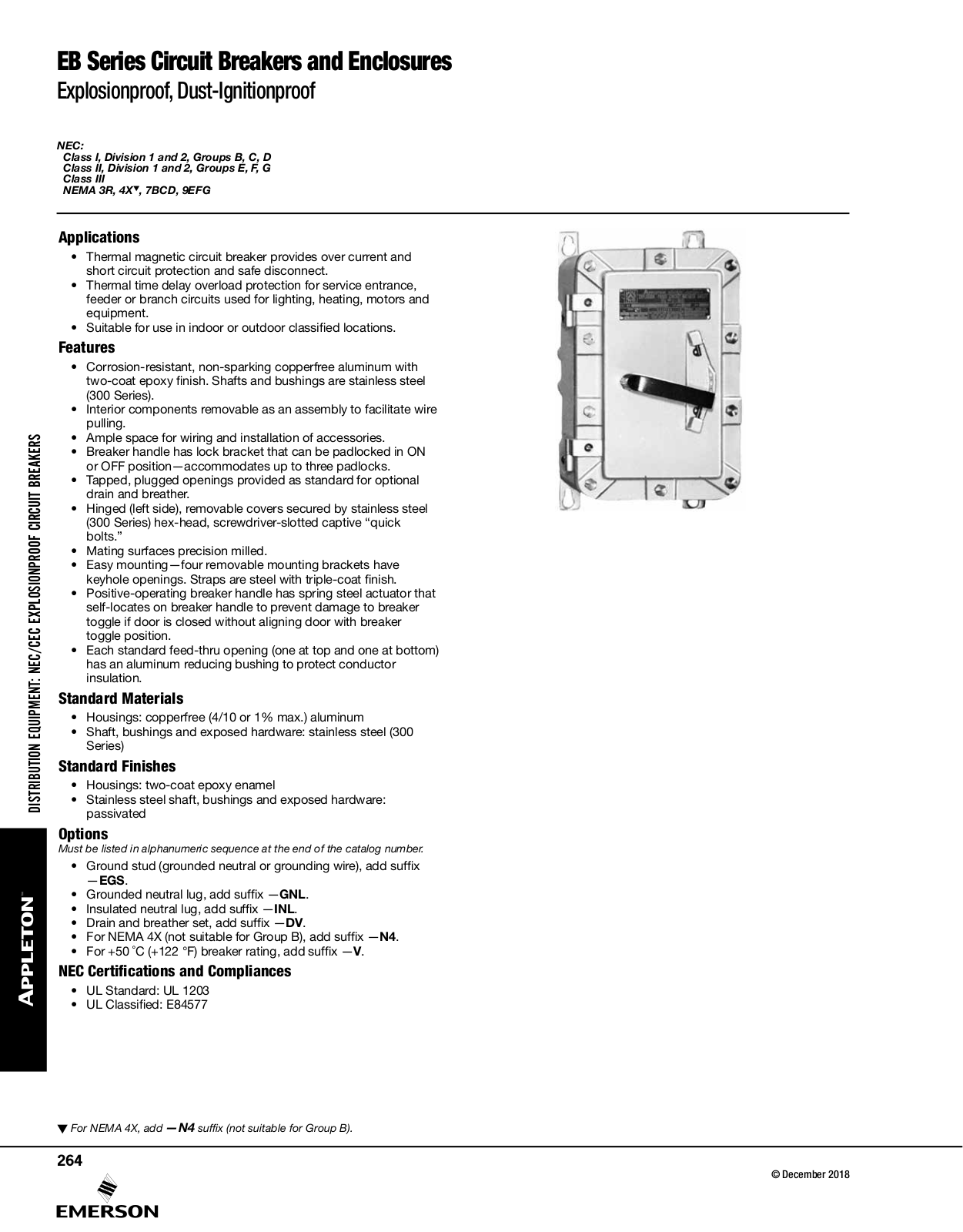 Appleton EB Series Circuit Breakers and Enclosures Catalog Page