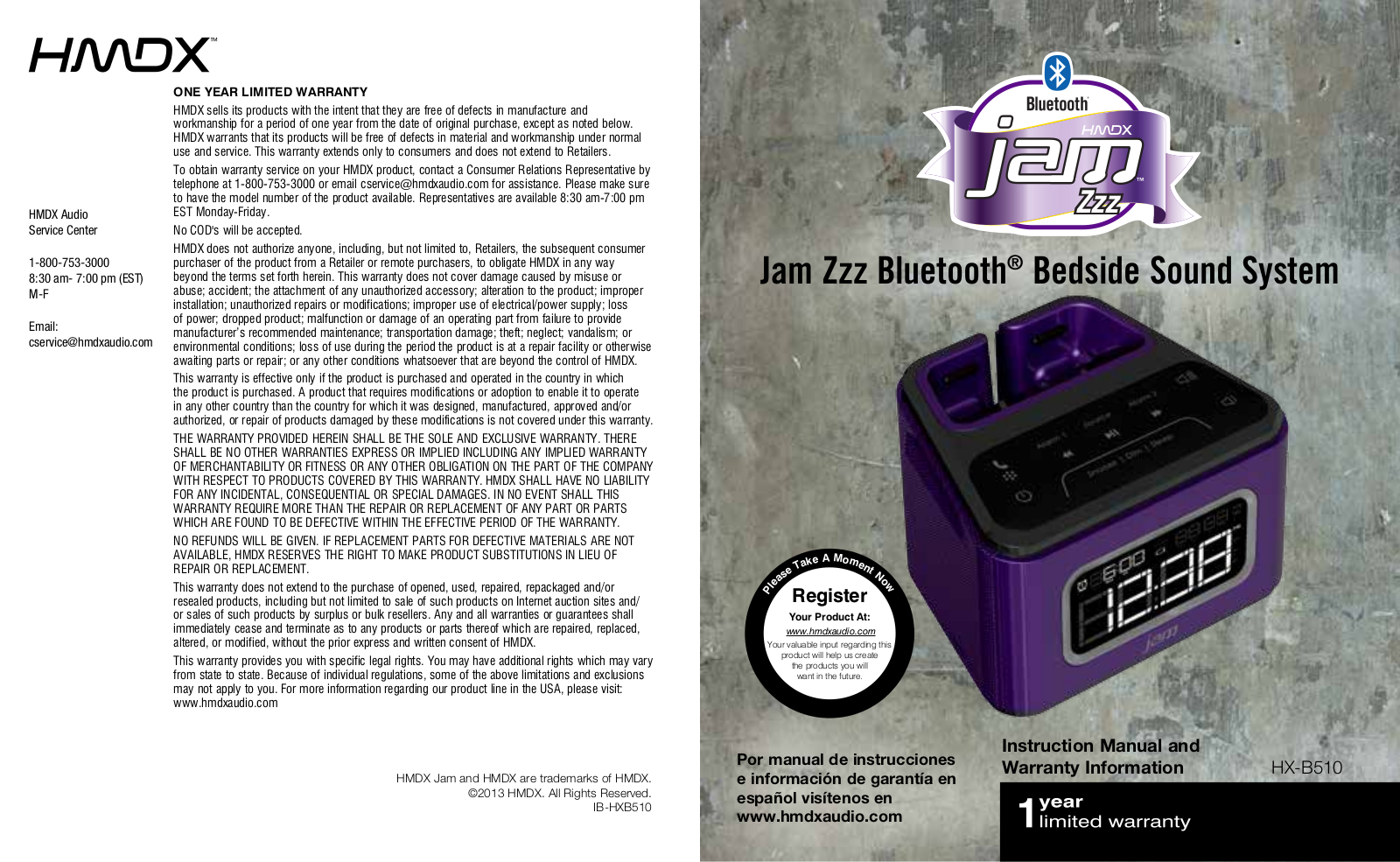 HMDX JAM ZZZ Instruction Manual