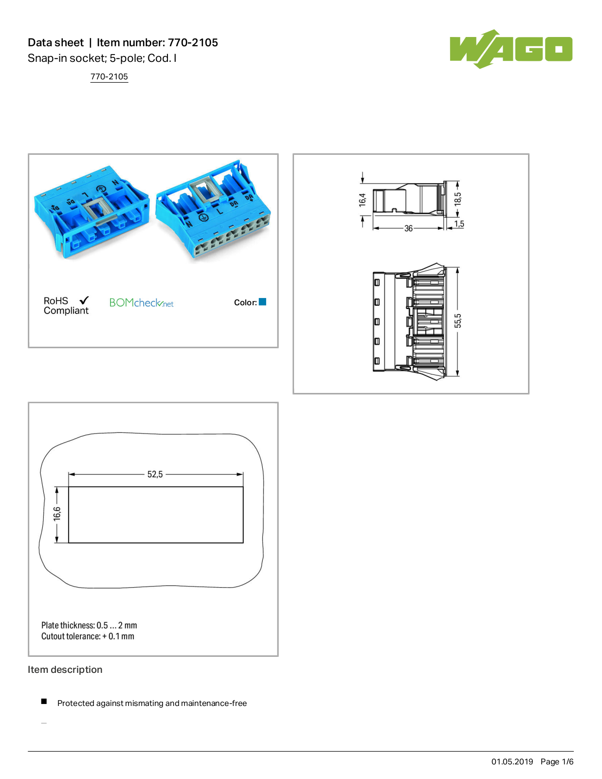 Wago 770-2105 Data Sheet