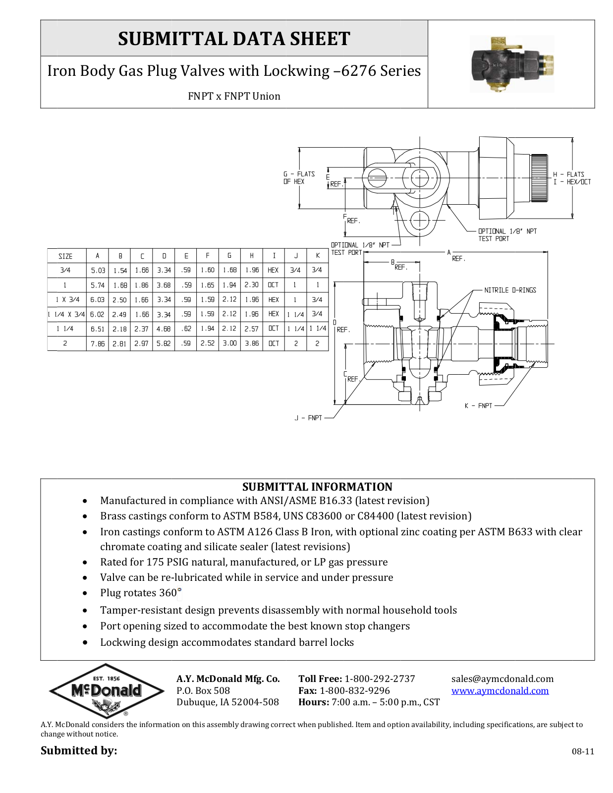 A.Y. McDonald 6276 User Manual