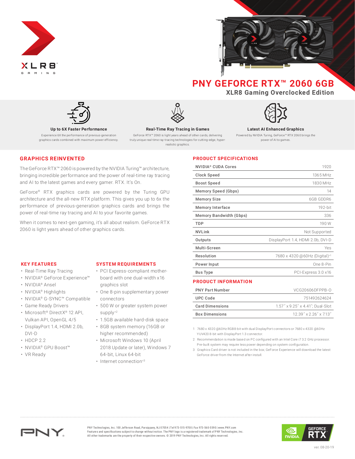 PNY VCG20606DFPPB-O Product Data Sheet