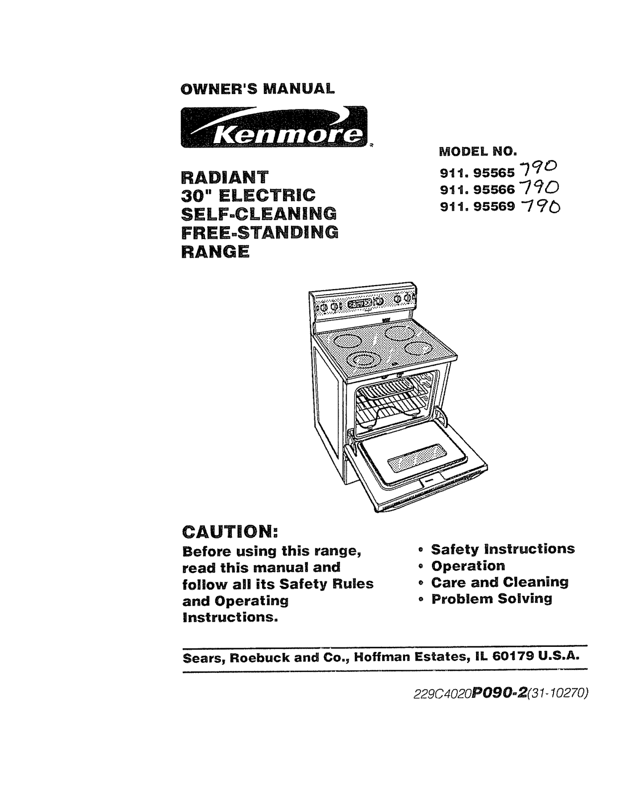 Kenmore 91195565790, 91195566790, 91195569790 Owner’s Manual