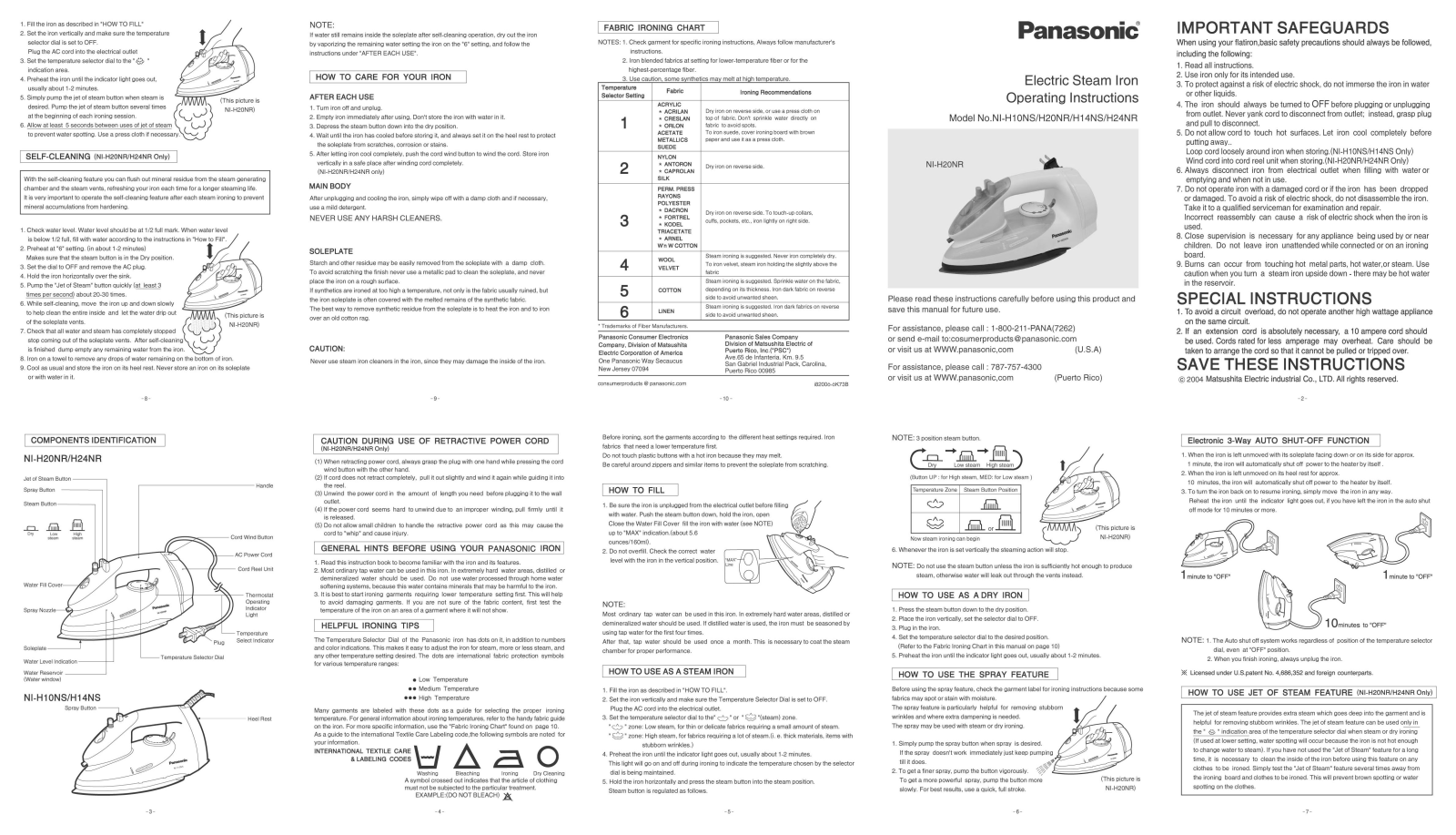 Panasonic NI-H14NS, NI-H24NR, NI-H20NR User Manual