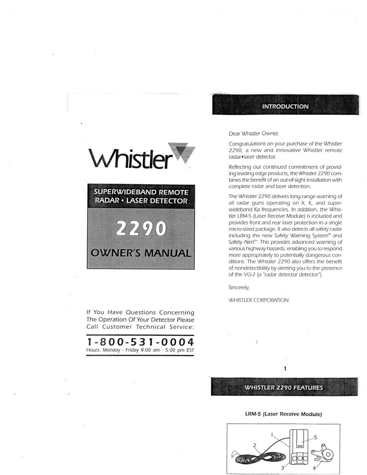 Whistler WH2290OM User Manual