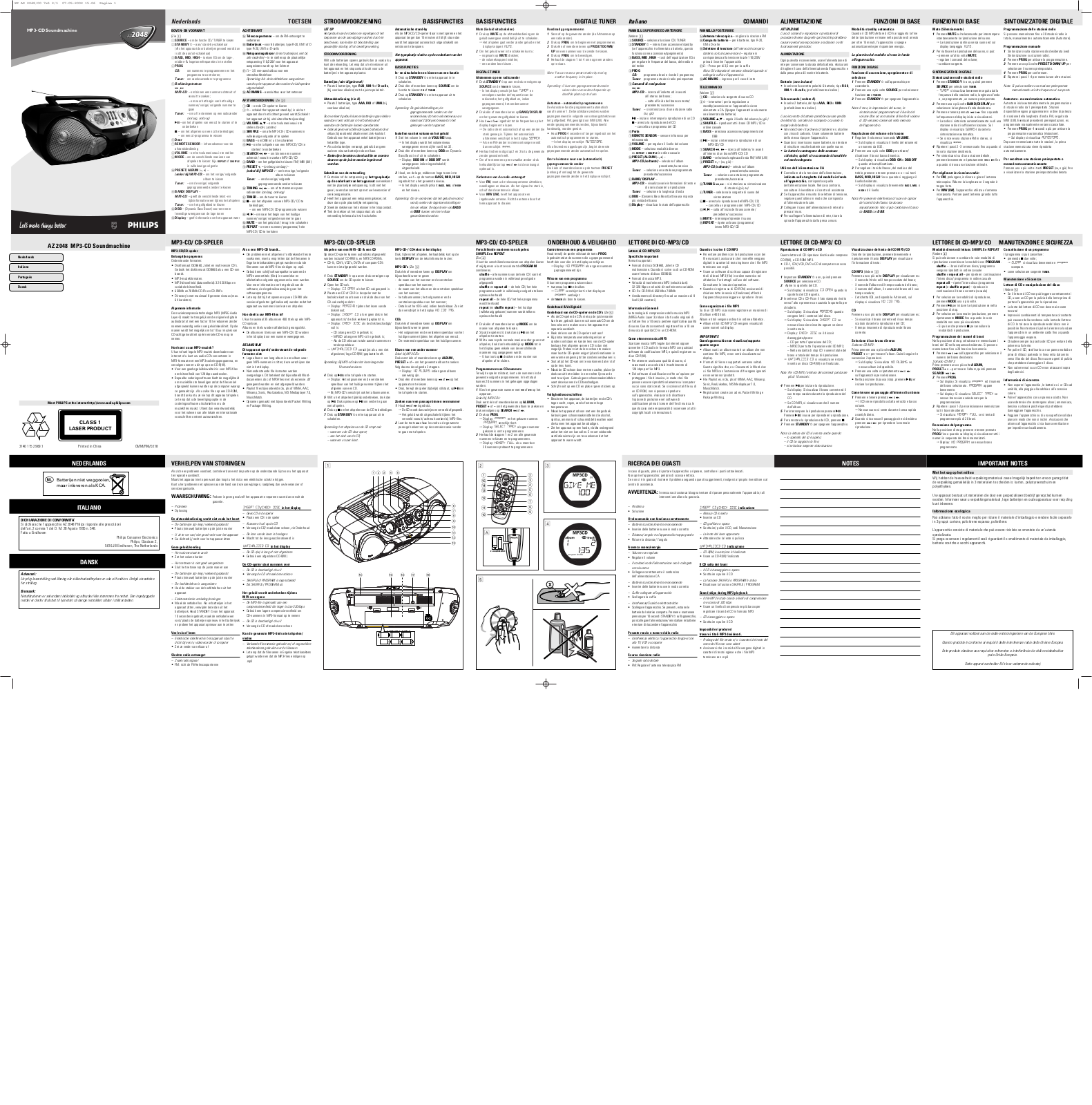 Philips AZ2048 User Manual