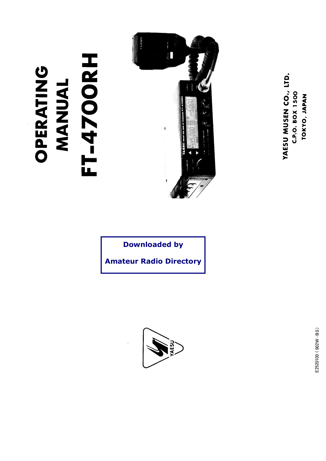 Yaesu FT-4700RH Operating Manual