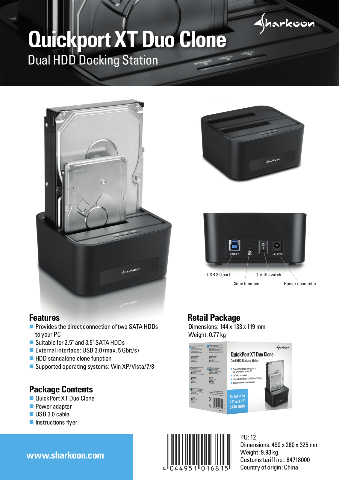 Sharkoon Quickport XT Duo User Manual