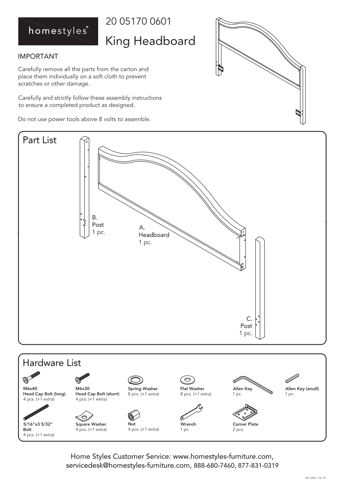 Homestyles 20 05170 0601 Assembly Instructions