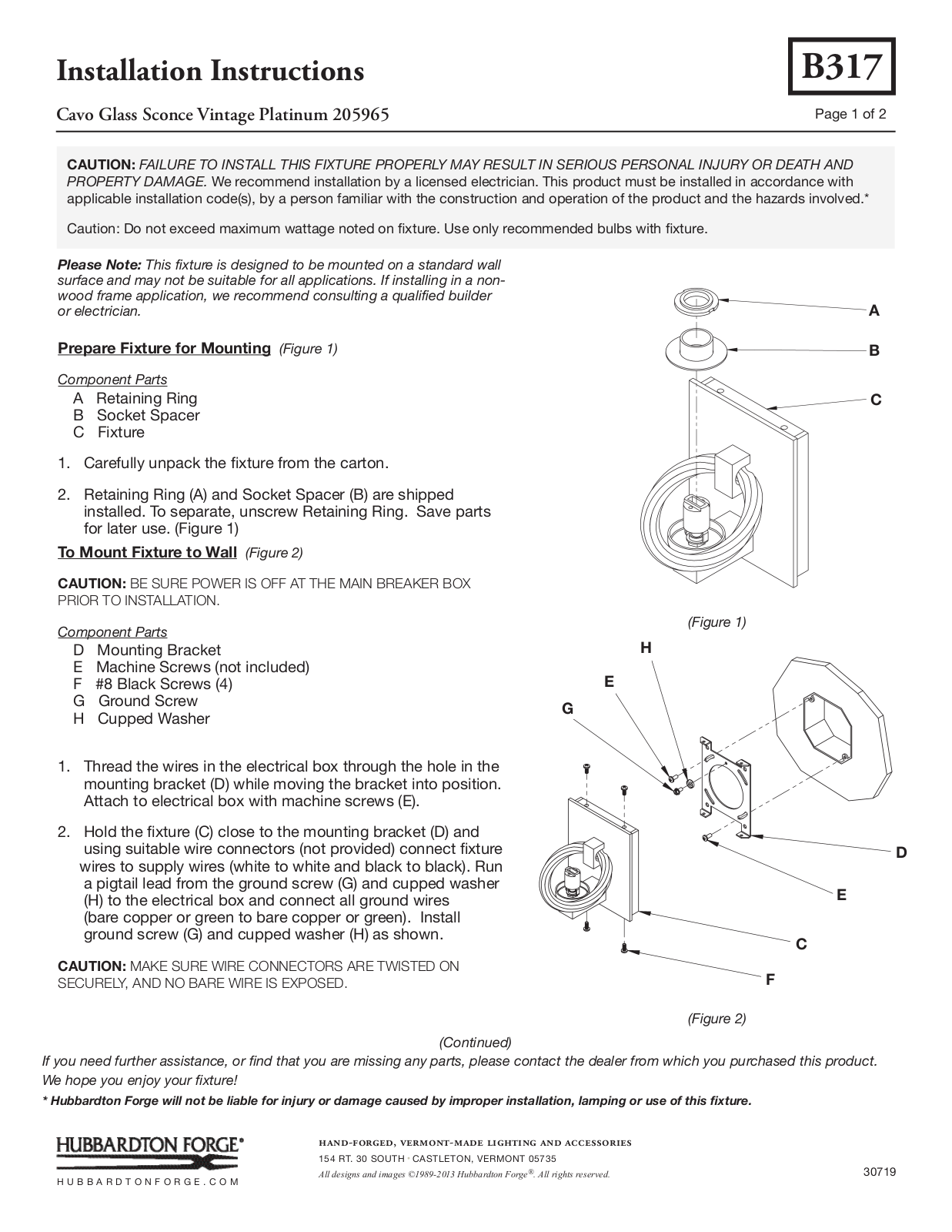 Hubbardton Forge 205965 User Manual