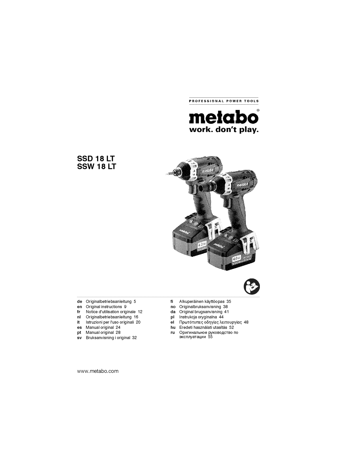 Metabo SSD 18 LT, SSW 18 LT User guide