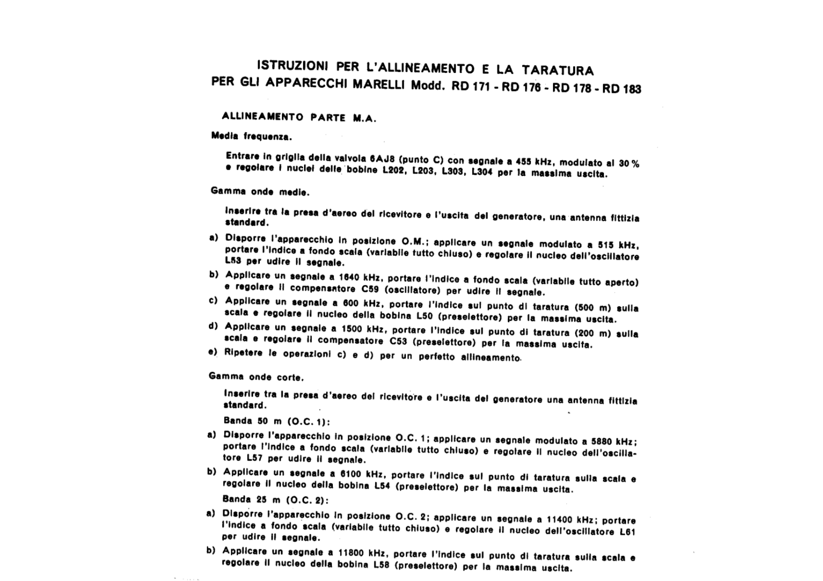 Radiomarelli rd171, rd176 schematic