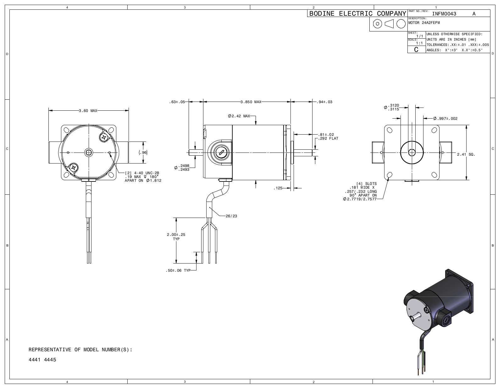 Bodine 4441, 4445 Reference Drawing