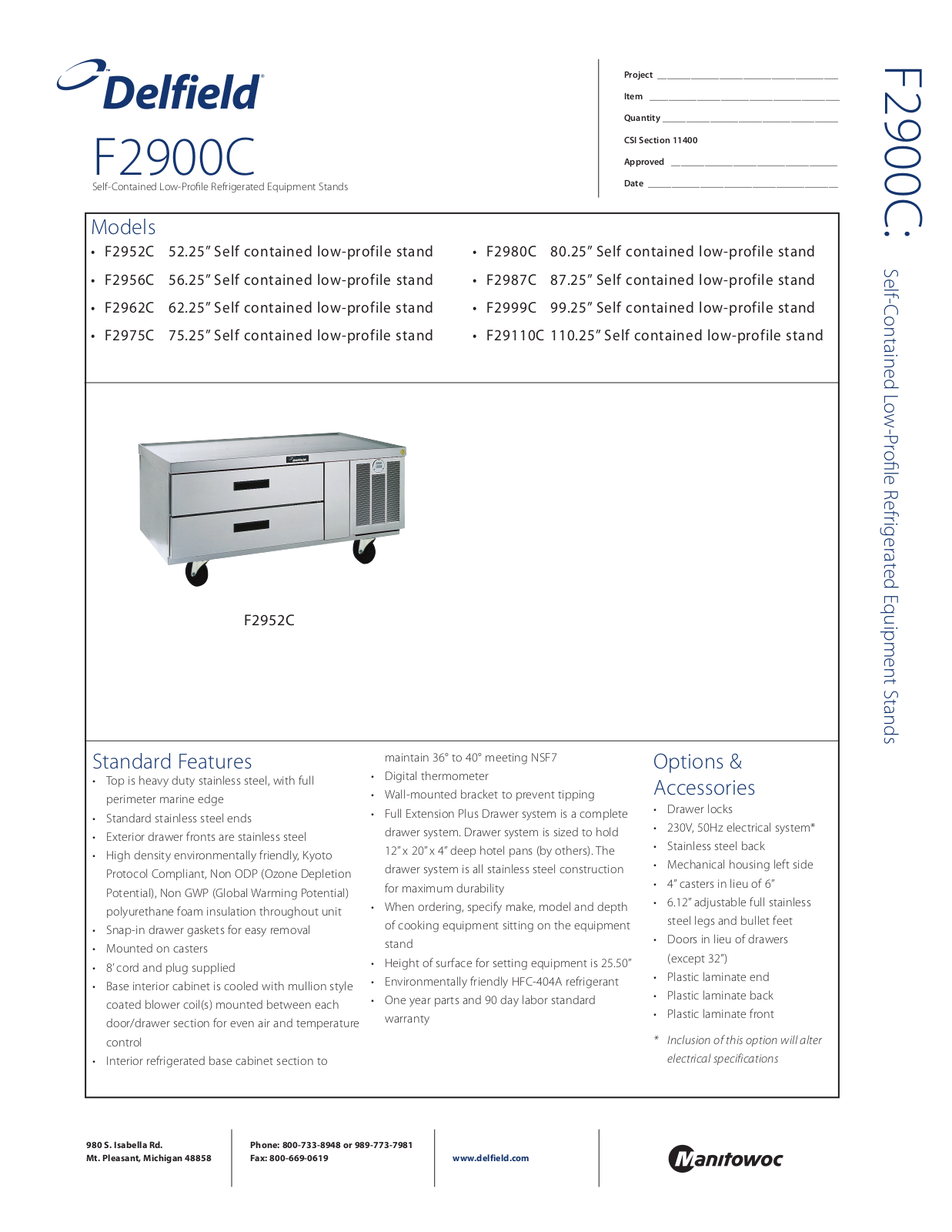 Delfield F29110C User Manual