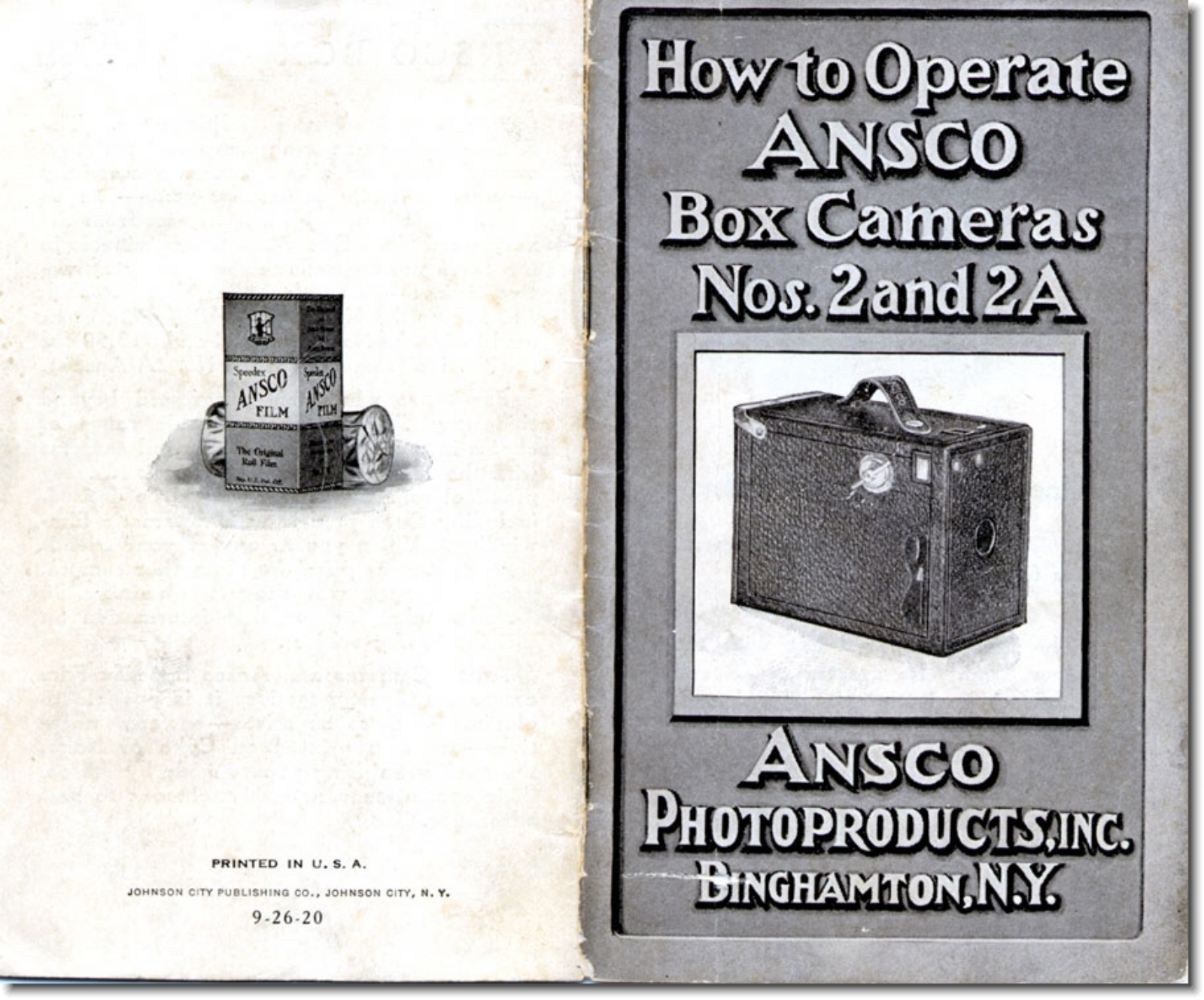 Ansco 2, 2A How to Operate