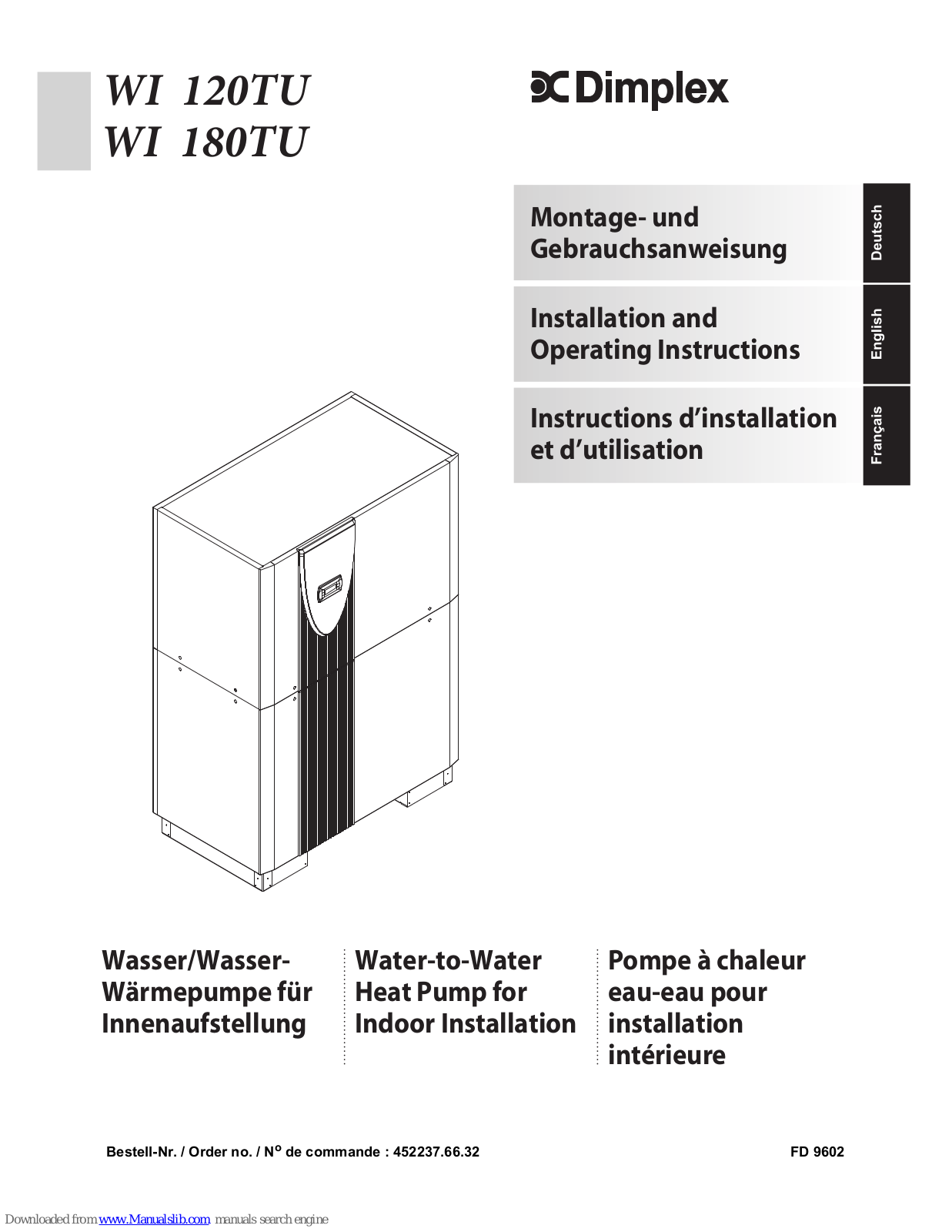 Dimplex WI 120TU, WI 180TU Installation And Operating Instructions Manual