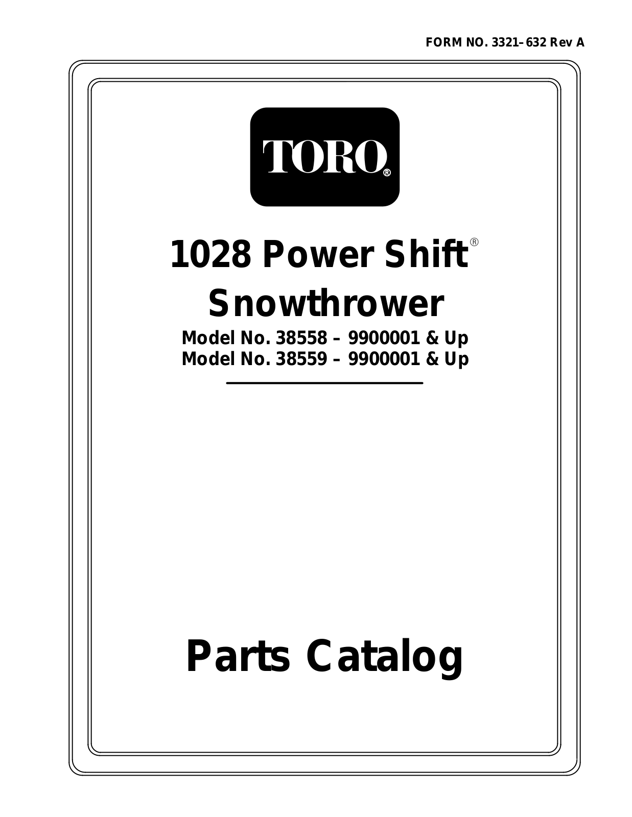 Toro 38558, 38559 Parts Catalogue