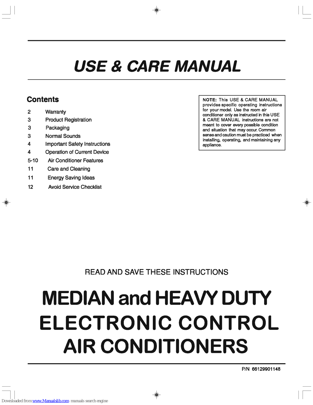 Frigidaire FAQ055S7A Use And Care Manual