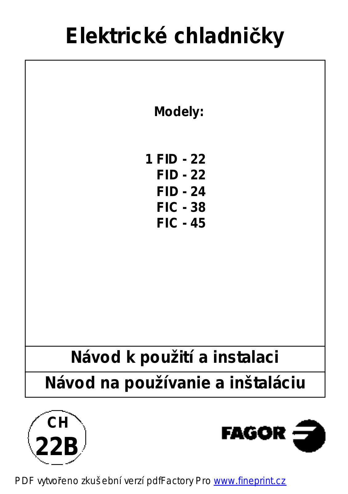 Fagor FIC-38E, FID-24 User Manual