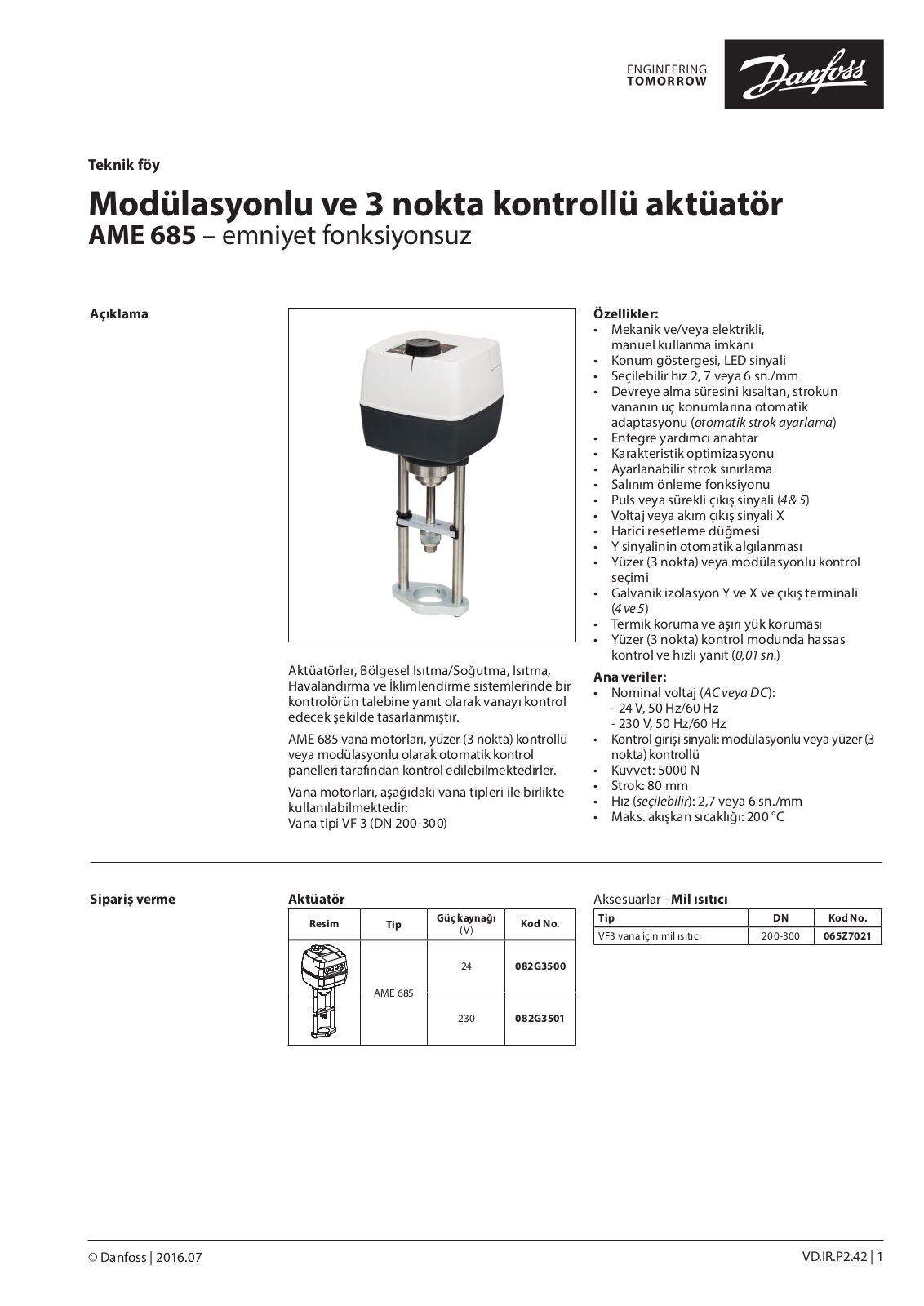 Danfoss AME 685 Data sheet