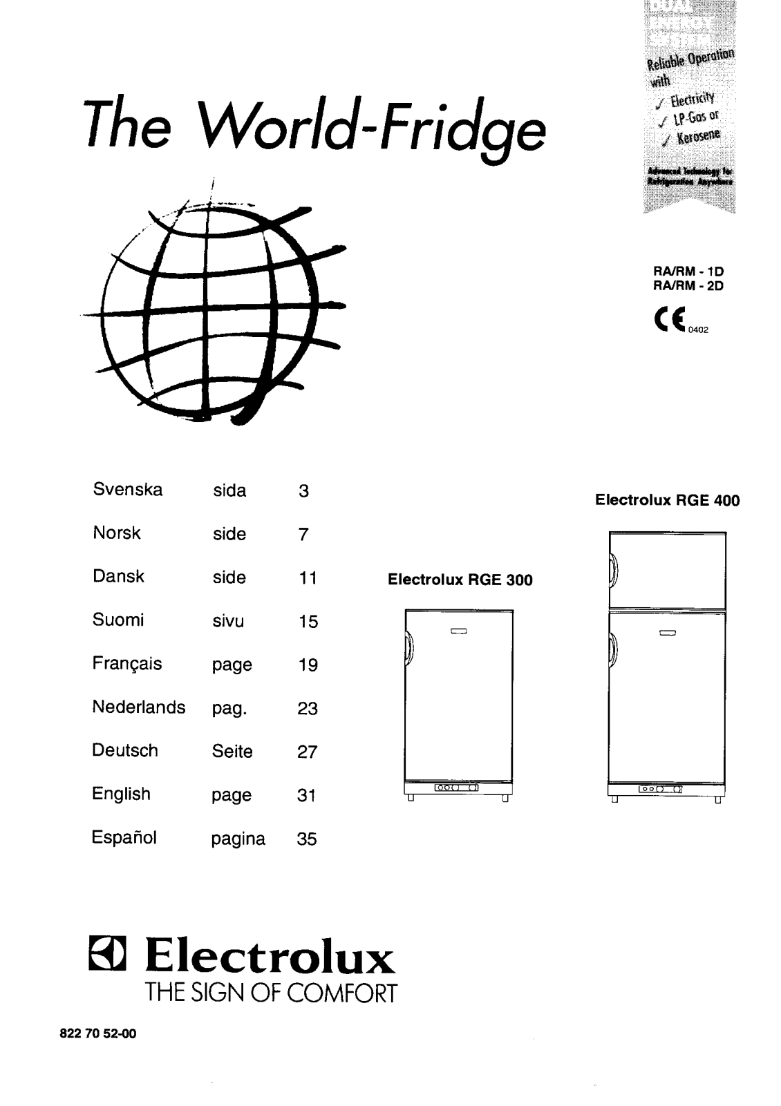 AEG-Electrolux RGE400, RGE300 User Manual