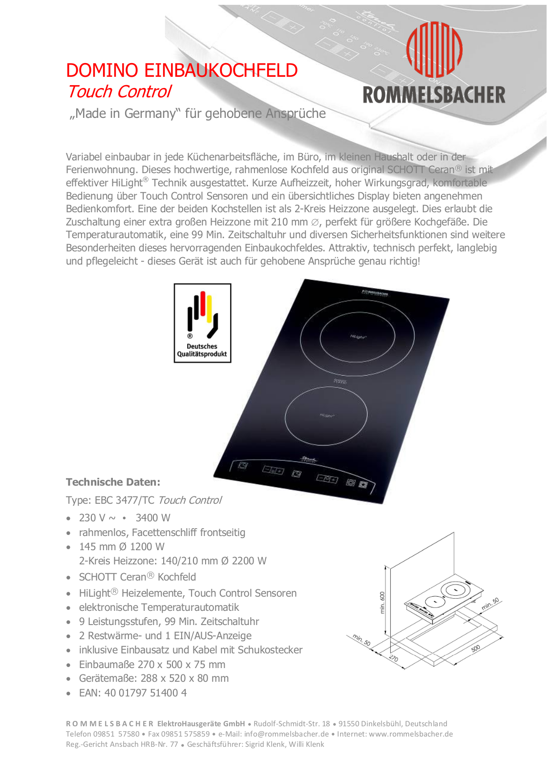 Rommelsbacher EBC 3477-TC User Manual