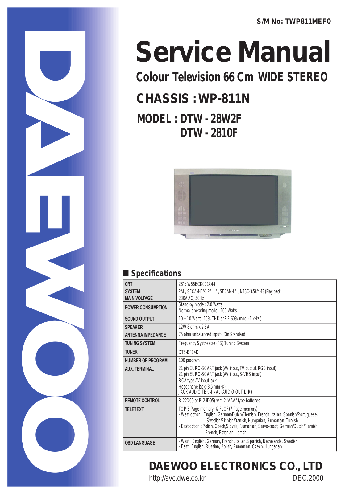 Daewoo WP-811N Service Manual