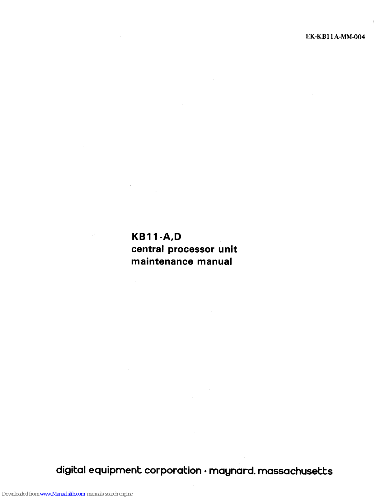 DEC KB11-A, KB11-D Maintenance Manual