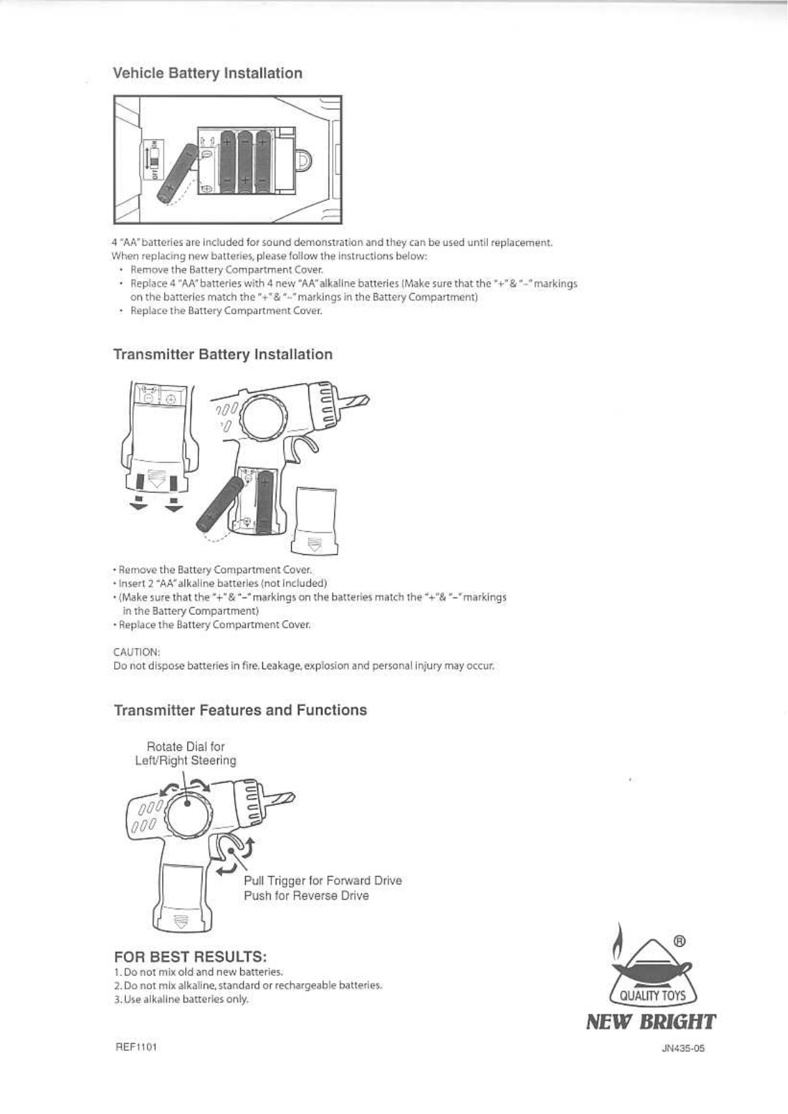 New Bright Co 110HS, 1100HS Users manual