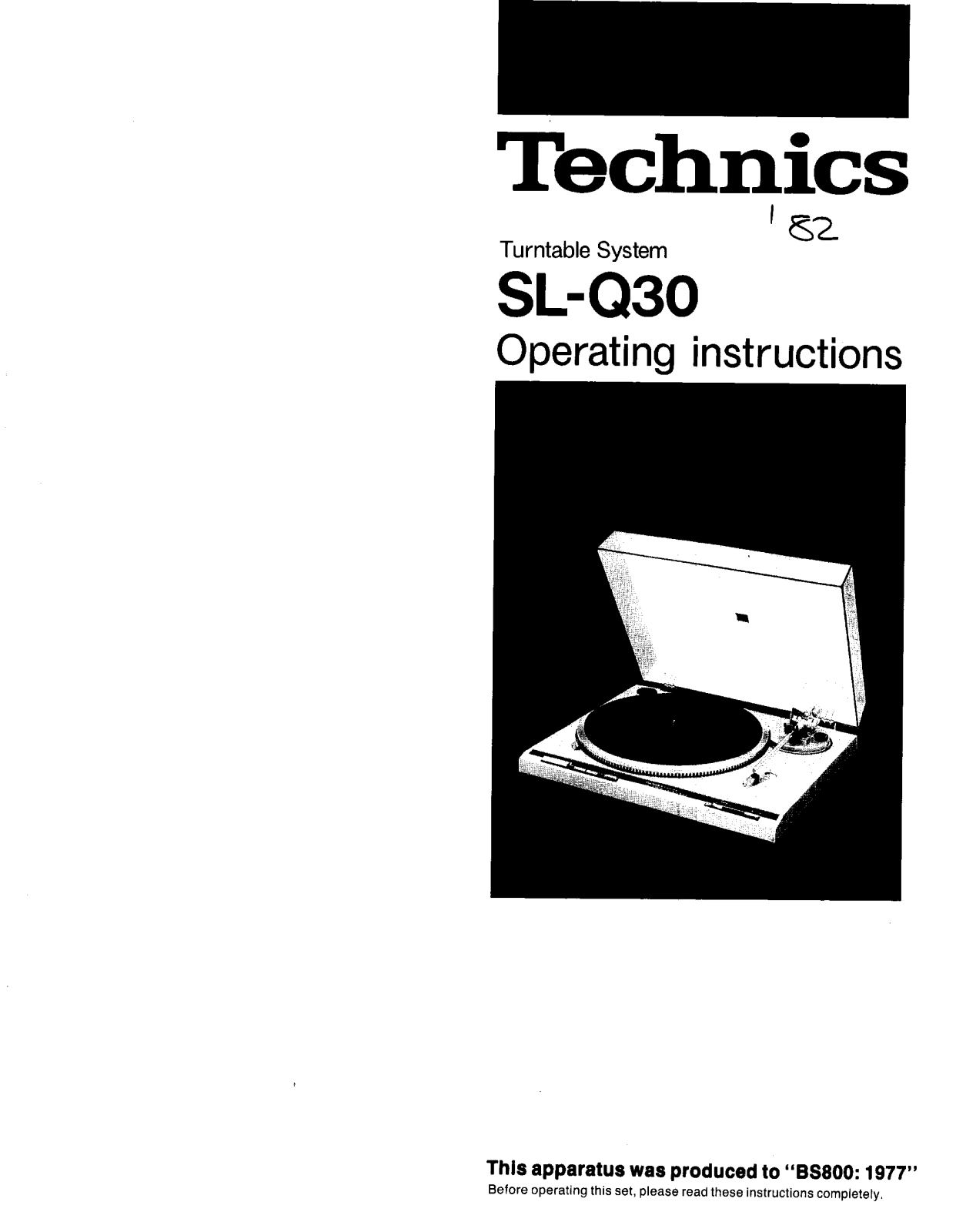 Technics SLQ-30 Owners manual