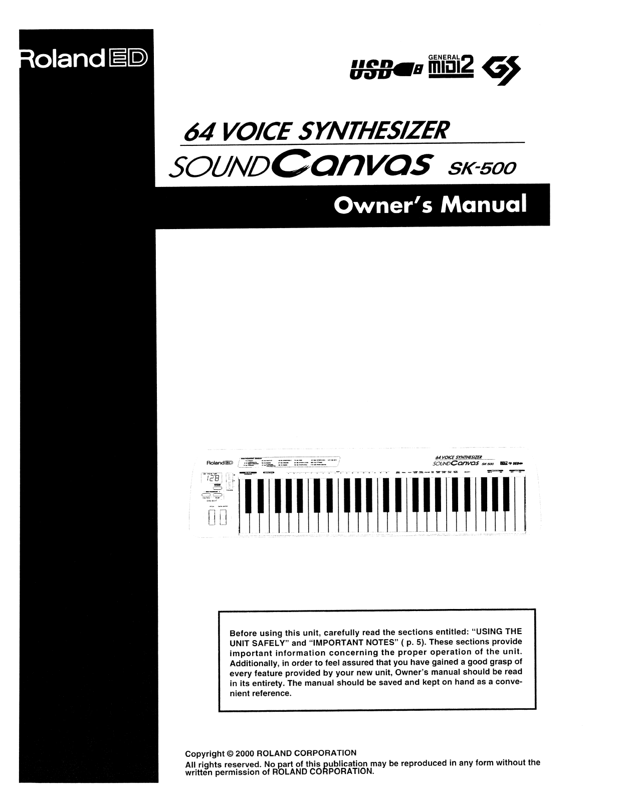 Roland Corporation SK-500 Owner's Manual