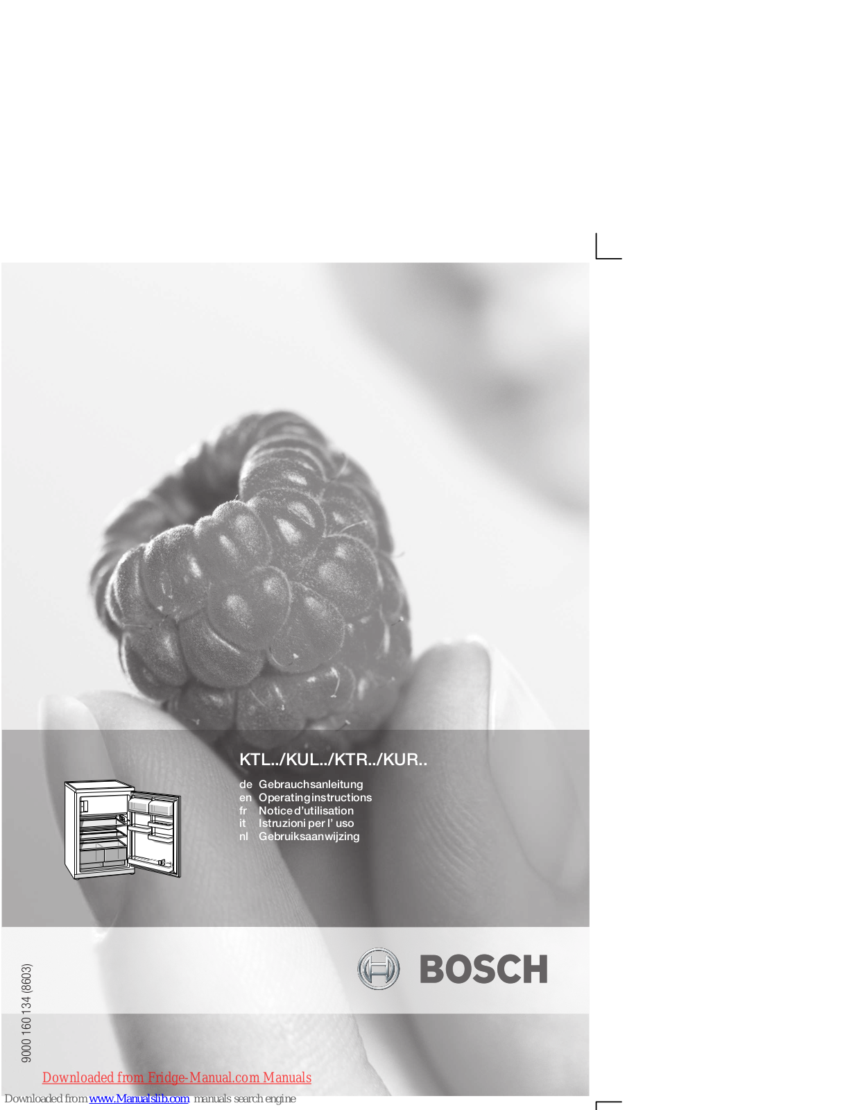 Bosch KTL, KUL, KTR, KUR Operating Instructions Manual