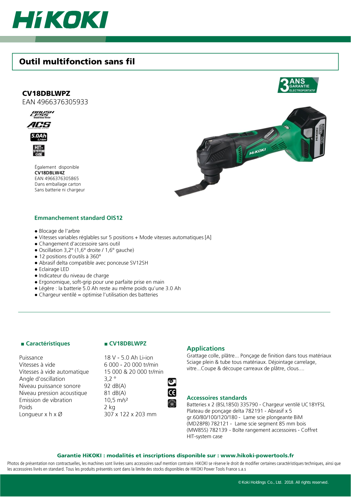 Hikoki CV18DBLWPZ Specification - ManualMachine.com