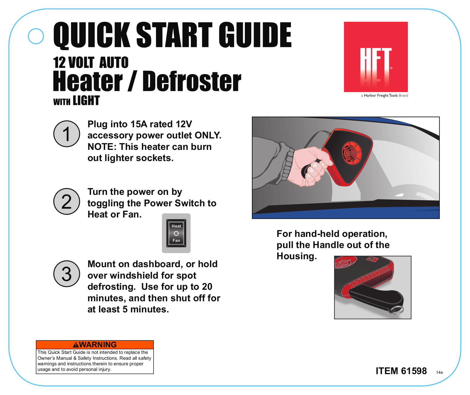 Harbor Freight Tools 61598 Quick Start Guide