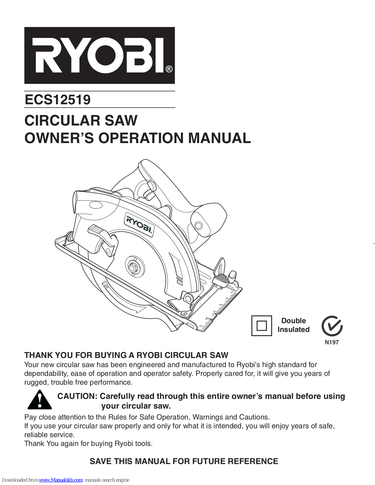 Ryobi ECS12519 Owner's Operation Manual