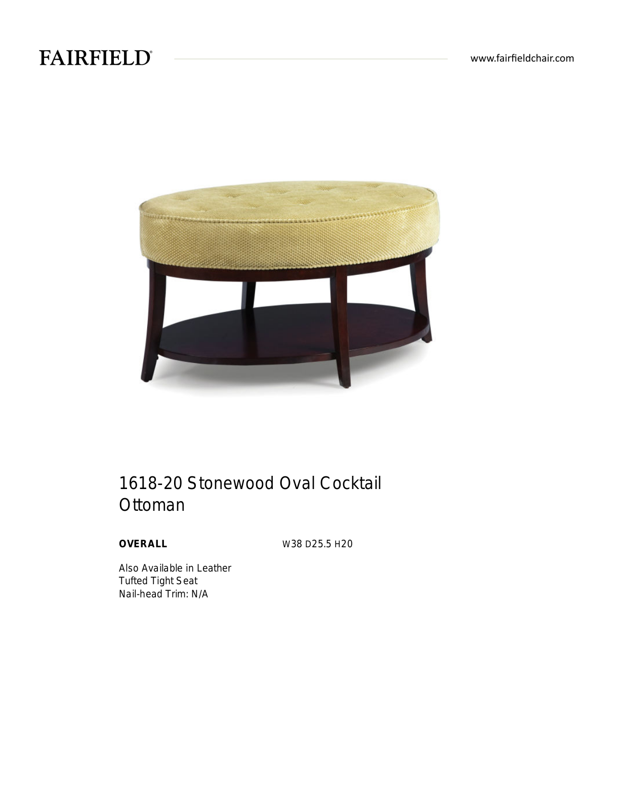Fairfield Chair W001965713 Specifications - ManualMachine.com