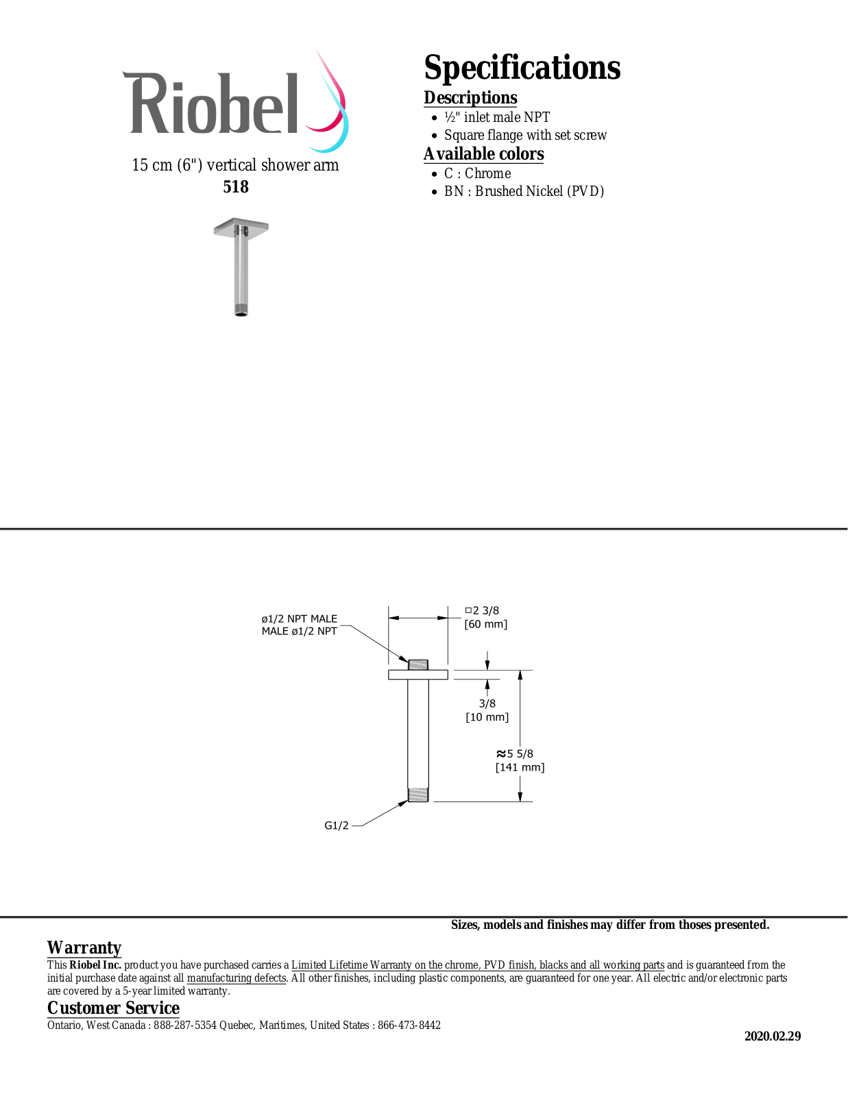 Riobel 518BN Specifications - ManualMachine.com