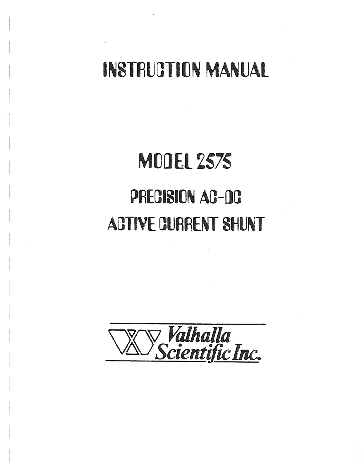 Valhalla Scientific 2575 Service manual