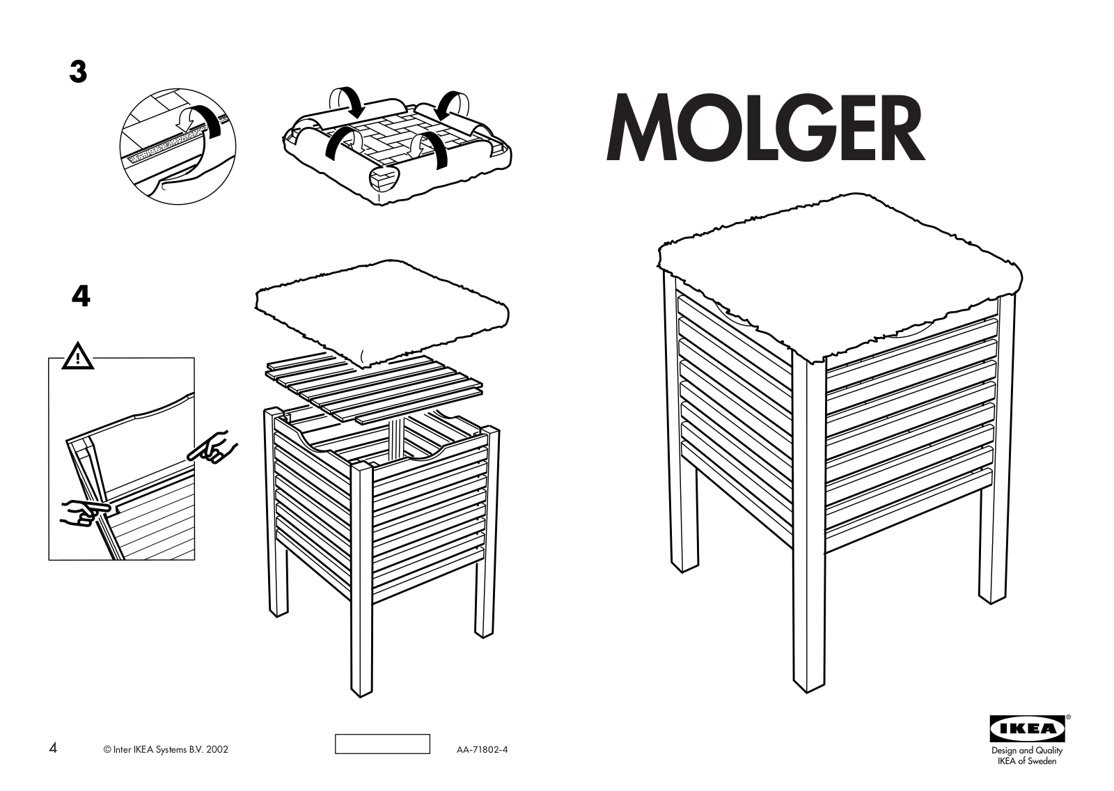 IKEA MOLGER STORAGE SEAT Assembly Instruction