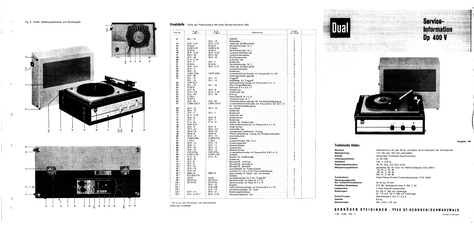 Dual DP-400-V Service Manual