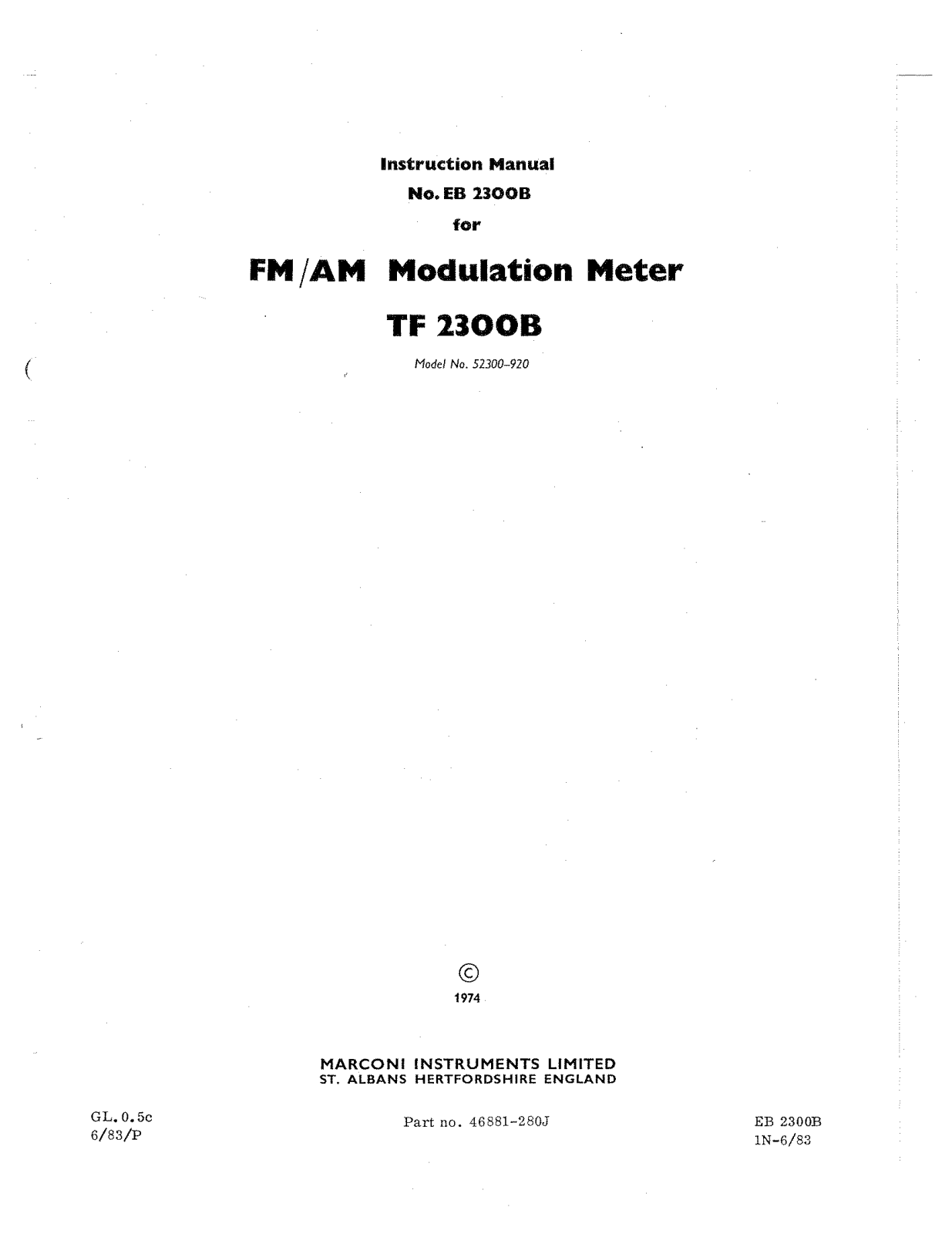 Marconi TF 2300B Service manual