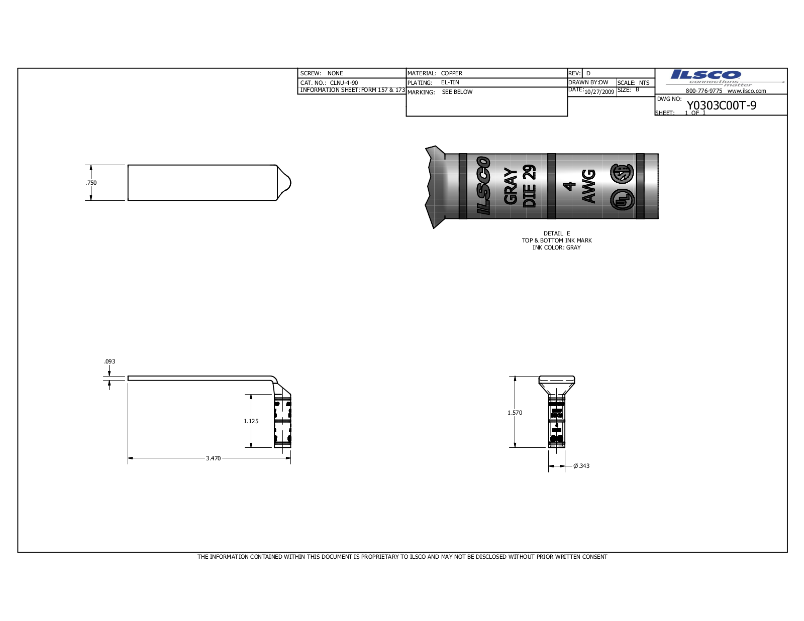 Ilsco CLNU-4-9 Data sheet